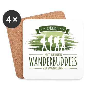 Glück ist mit Wanderbuddies zu wandern - Untersetzer (4er-Set) - Weiß - Vorne