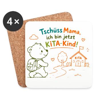 KitaKind Abschied von Mama - Untersetzer (4er-Set) - Weiß - Vorne