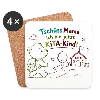 Kita-Kind Abschiedsgruß - Untersetzer (4er-Set) - Weiß - Vorne