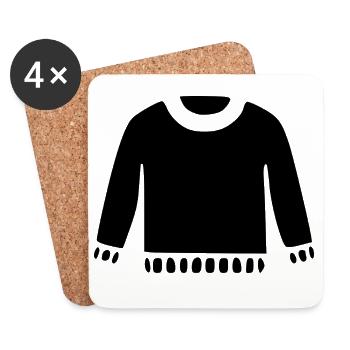 Winter Pullover Icon – Gemütliches Strick Design - Untersetzer (4er-Set) - Weiß - Vorne