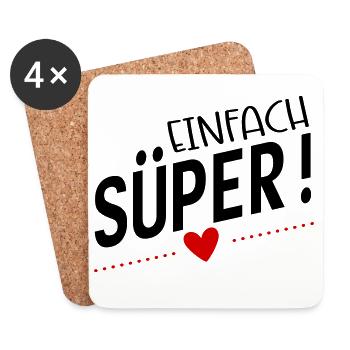 Süper - Untersetzer (4er-Set) - Weiß - Vorne