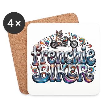 Frenchie biker - 004 - Dessous de verre (lot de 4) - blanc - Devant