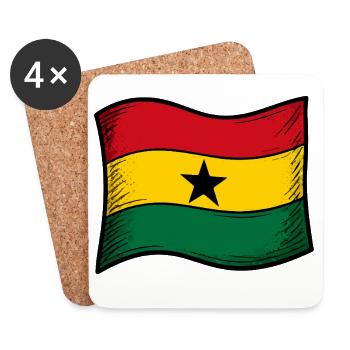 Ghana Flag Red Gold Green Star - Coasters (set of 4) - white - Front