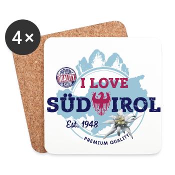 I LOVE SÜDTIROL - Untersetzer (4er-Set) - Weiß - Vorne