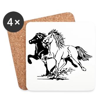 Chevaux sauvages - Dessous de verre (lot de 4) - blanc - Devant