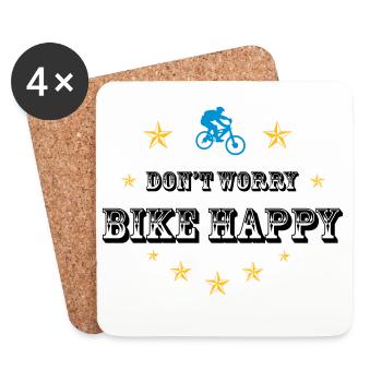 Don't worry bike happy - Untersetzer (4er-Set) - Weiß - Vorne