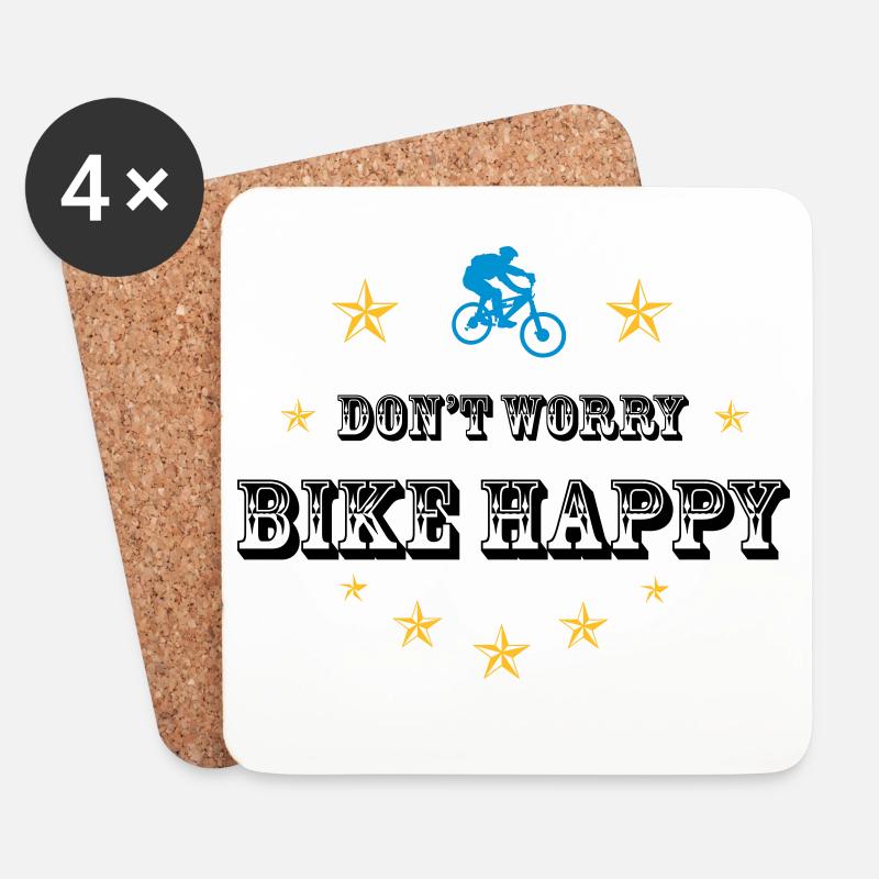 Don't worry bike happy - Untersetzer (4er-Set) - Weiß