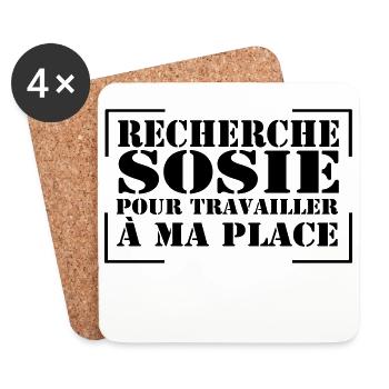 recherche sosie...citation, message, humour - Dessous de verre (lot de 4) - blanc - Devant