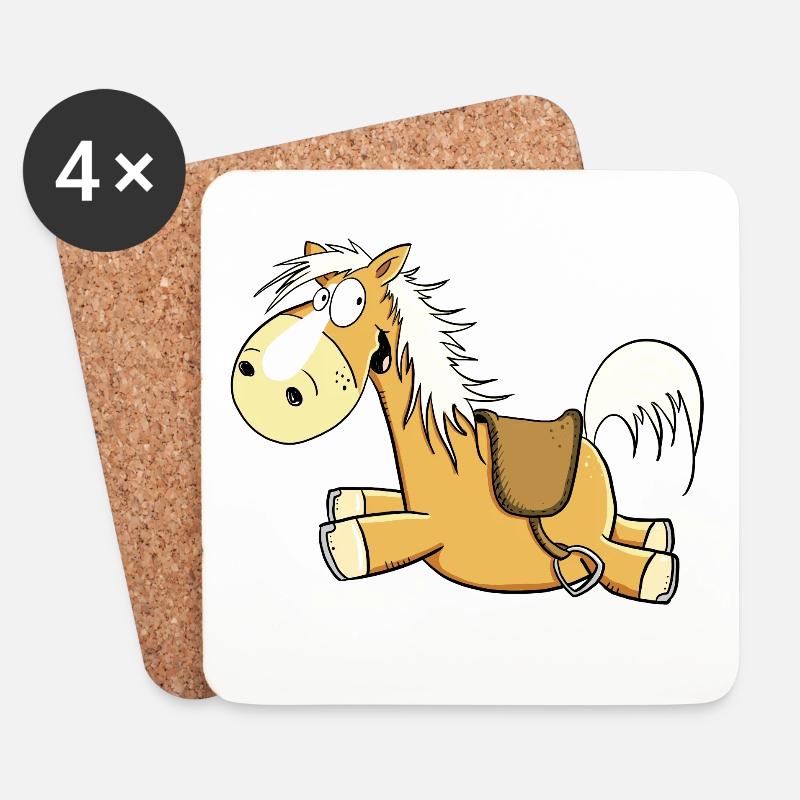 Happy Haflinger Fuchs Pferd I Reiter Geschenk - Untersetzer (4er-Set) - Weiß