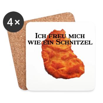 Ich freu mich wie ein Schnitzel rework - Untersetzer (4er-Set) - Weiß - Vorne