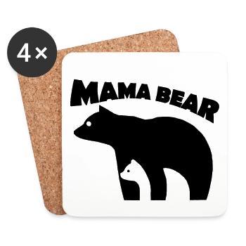 Mama Bear | Bärenmama T-Shirt - Untersetzer (4er-Set) - Weiß - Vorne