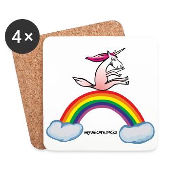 Unicorn on rainbow - Dessous de verre (lot de 4) - blanc - Devant