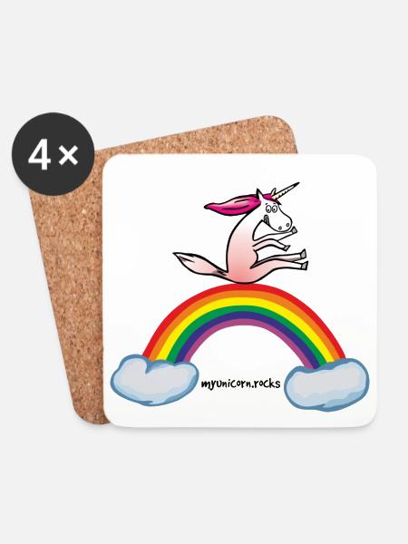 Unicorn on rainbow - Coasters (set of 4) - white