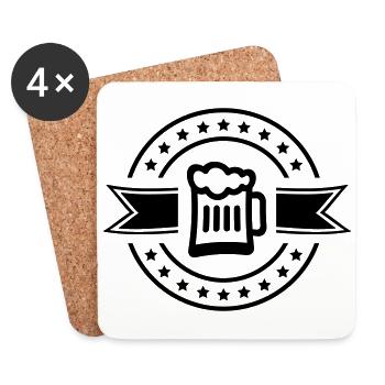 icône de chope de bière - Dessous de verre (lot de 4) - blanc - Devant