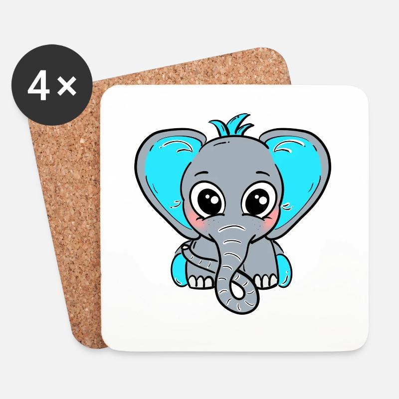 Baby Elefant blau Junge - Untersetzer (4er-Set) - Weiß