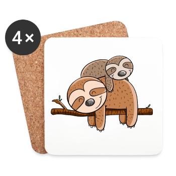 Deux paresseux paresseux I Chillende Animaux I Paresseux - Dessous de verre (lot de 4) - blanc - Devant