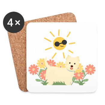Happy West Highland White Terrier im Sonnenschein - Untersetzer (4er-Set) - Weiß - Vorne