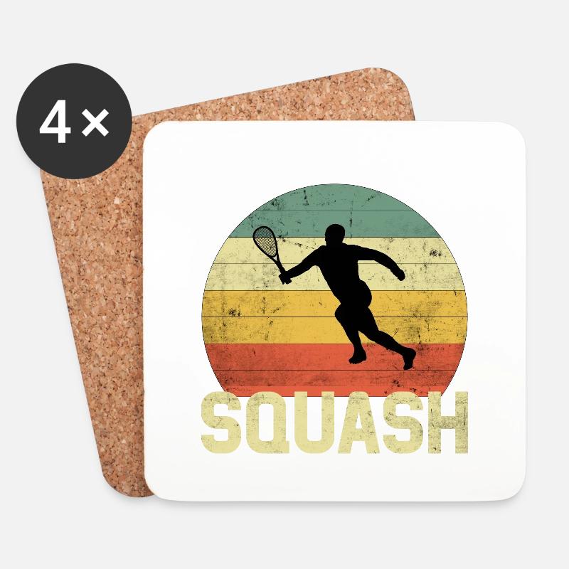 Squash Silhouette | Squashspieler Squashen Vintage - Untersetzer (4er-Set) - Weiß