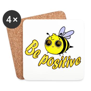 Abeille positive - Dessous de verre (lot de 4) - blanc - Devant