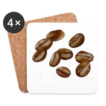 Grains de café - Dessous de verre (lot de 4) - blanc - Devant