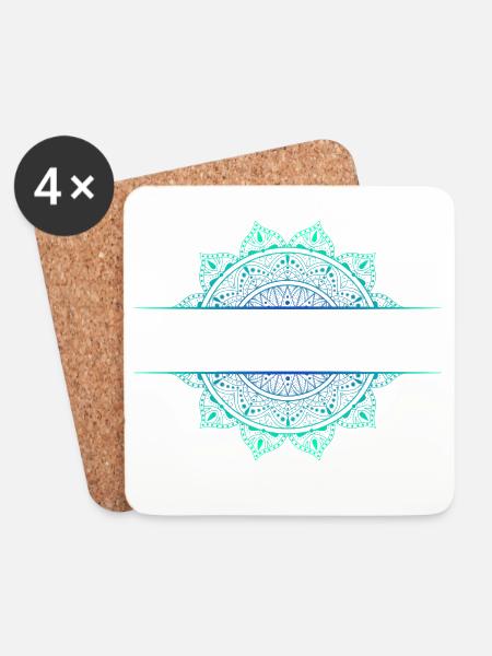 Mandala Cyan Green - Untersetzer (4er-Set) - Weiß