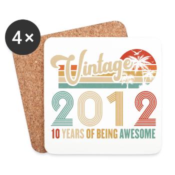 Vintage 2012 Anniversary 10 years to be Awesome - Coasters (set of 4) - white - Front