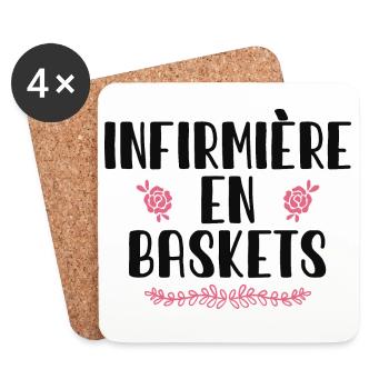 Infirmière En Baskets Humour Hôpital Basket - Dessous de verre (lot de 4) - blanc - Devant