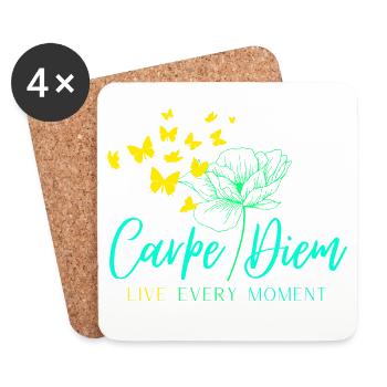 Carpe Diem LIVE EVERY MOMENT - Untersetzer (4er-Set) - Weiß - Vorne
