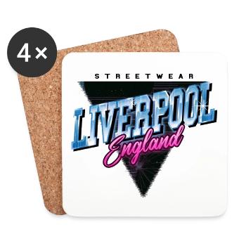 Liverpool Angleterre UK City Skyline Vintage Rétro - Dessous de verre (lot de 4) - blanc - Devant