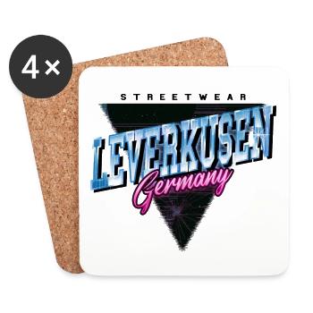 Leverkusen Deutschland Stadt Skyline Vintage Retro - Untersetzer (4er-Set) - Weiß - Vorne