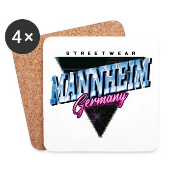 Mannheim Deutschland Stadt Skyline Vintage Retro - Untersetzer (4er-Set) - Weiß - Vorne