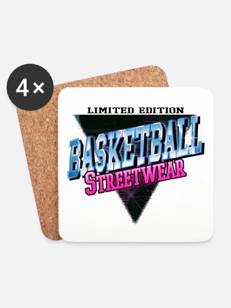 Basketball Sport Schrift Vintage Retro Streetwear - Untersetzer (4er-Set) - Weiß