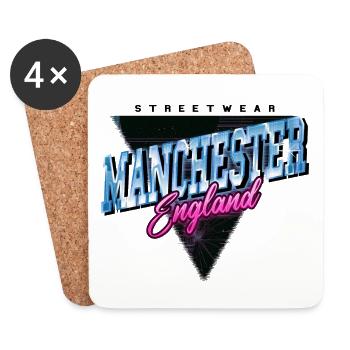 Manchester England UK City Skyline Vintage Retro - Coasters (set of 4) - white - Front