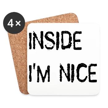 Inside I'm nice. - Untersetzer (4er-Set) - Weiß - Vorne