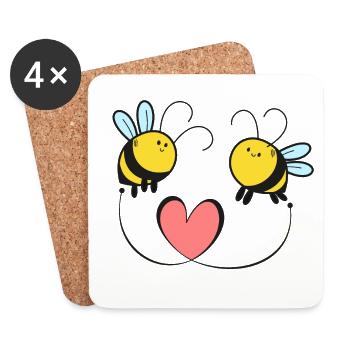 Bees Love Wedding - Coasters (set of 4) - white - Front