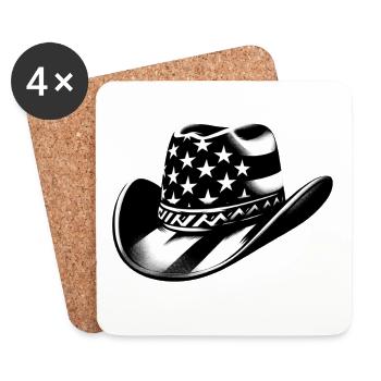 Cowboy Hat Rodeo | Street Art American Flag - Coasters (set of 4) - white - Front