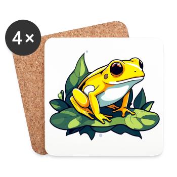 Pfeilgiftfrosch Frosch Zeichnung - Untersetzer (4er-Set) - Weiß - Vorne