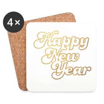 Happy New Year Sylvester cool Gold 2024 Retro - Untersetzer (4er-Set) - Weiß - Vorne
