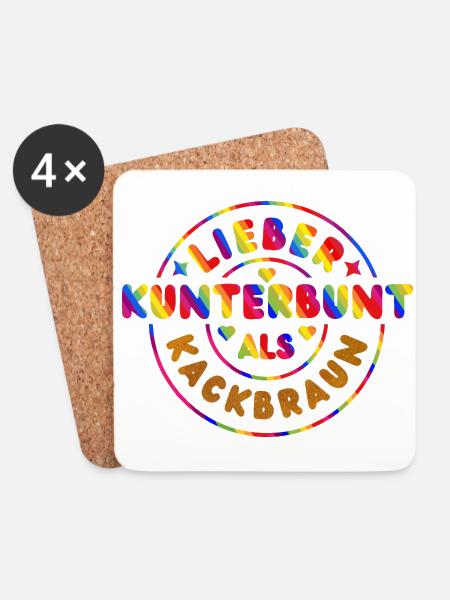 Lieber kunterbunt als kackbraun - Untersetzer (4er-Set) - Weiß