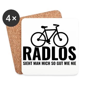 Fahrrad - Radlos sieht man mich so gut wie nie  - Untersetzer (4er-Set) - Weiß - Vorne