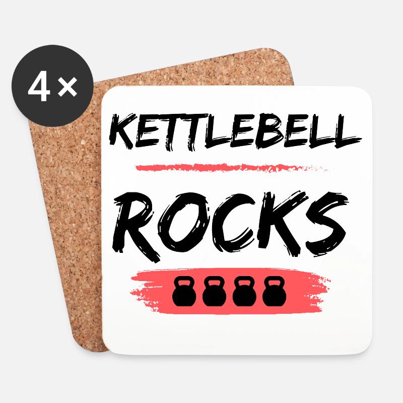 Kettlebell ROCKS Shirts - Untersetzer (4er-Set) - Weiß