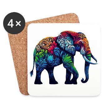 Elefant - Untersetzer (4er-Set) - Weiß - Vorne