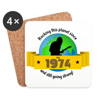 50th Birthday Rocking this planet since 07/1974 - Coasters (set of 4) - white - Front