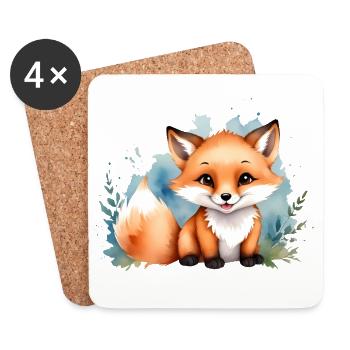 Niedlicher kleiner Fuchs - Aquarellmotiv - Untersetzer (4er-Set) - Weiß - Vorne