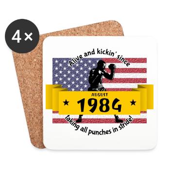 40. Geburtstag Alive and kickin since 08/1984 - Untersetzer (4er-Set) - Weiß - Vorne