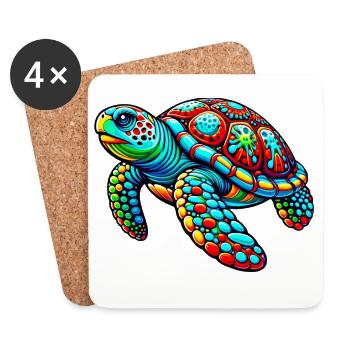Tortue - Dessous de verre (lot de 4) - blanc - Devant