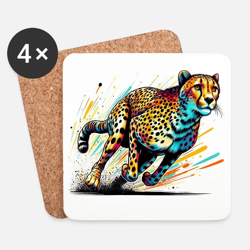 Gepard - Untersetzer (4er-Set) - Weiß