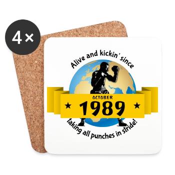 35. Anniversaire Vivant et kickin depuis 10/1989 - Dessous de verre (lot de 4) - blanc - Devant
