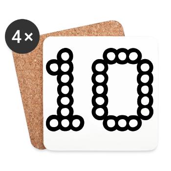 10. 10 YEARS. 10th ANNIVERSARY. 10 YEAR ANNIVERSARY. - Coasters (set of 4) - white - Front