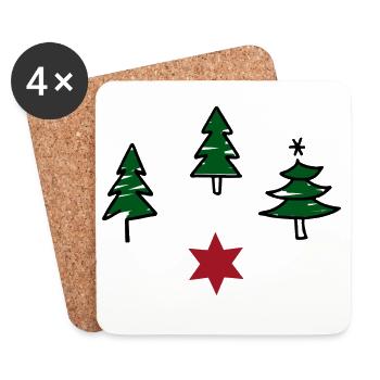 Design zu Weihnachten - Untersetzer (4er-Set) - Weiß - Vorne
